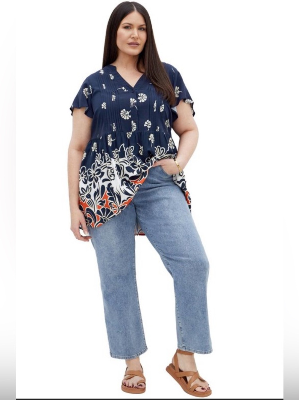 Avenue Amity Tunic with Dandelion Boarder size 18 NWT
